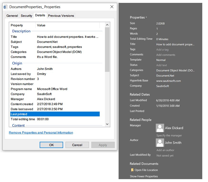 Document Properties
