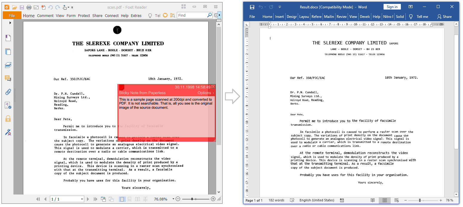 PDF to DOCX using OCR