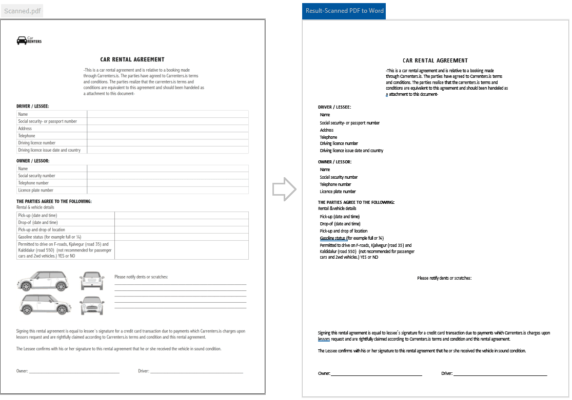 Scanned PDF to Word