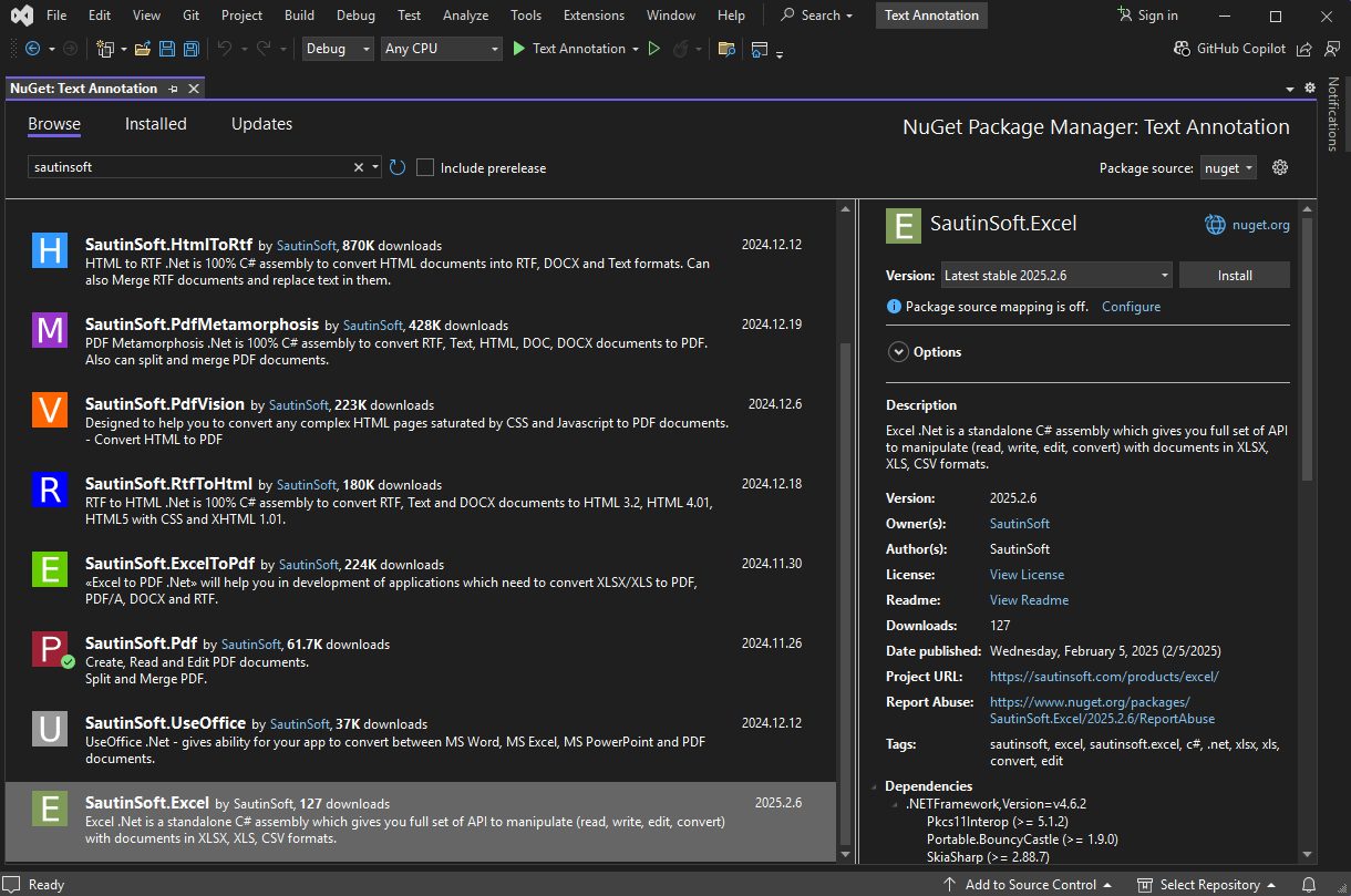 Install using nuget
