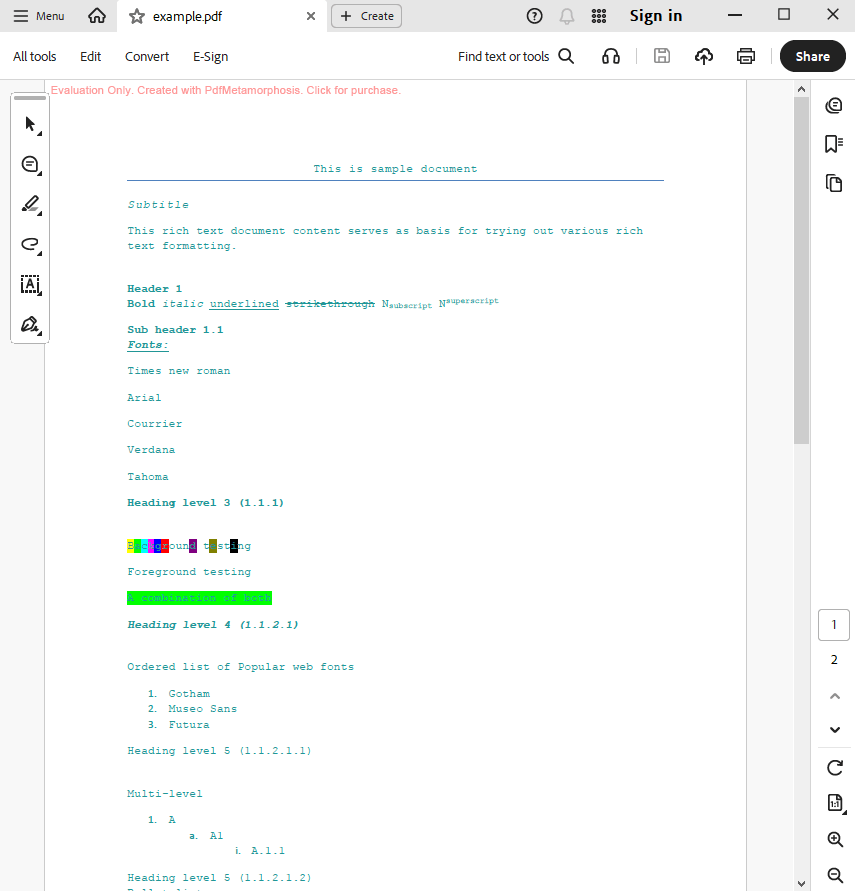embed all fonts inside pdf document output