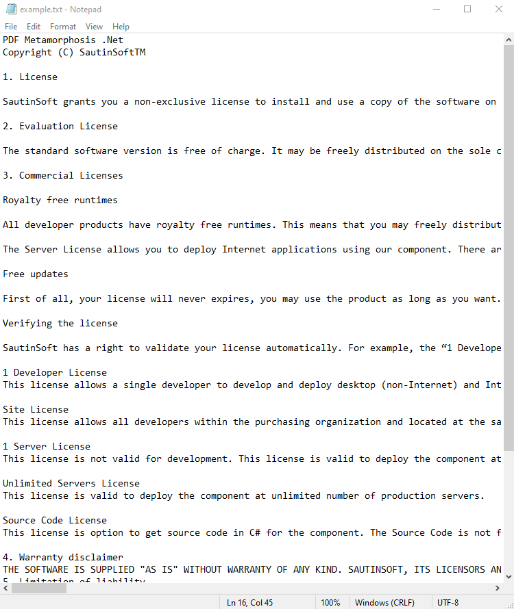 convert text to pdf in memory input