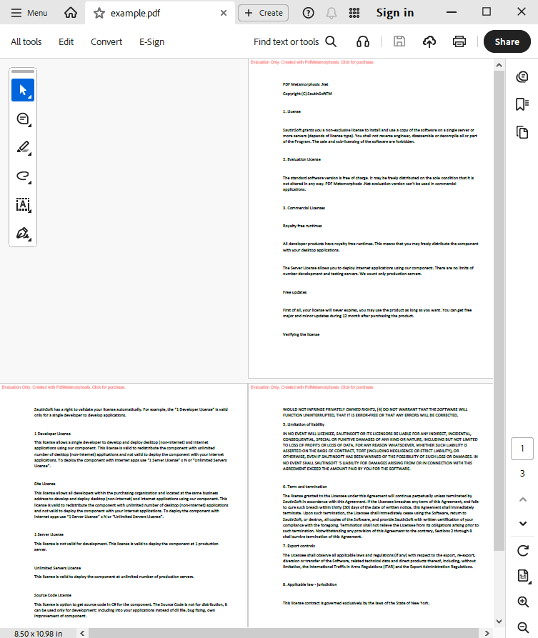 convert text to pdf in memory output